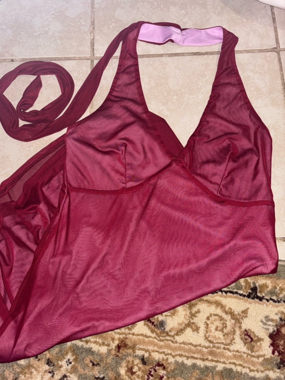 V neck party dress- Burgundy